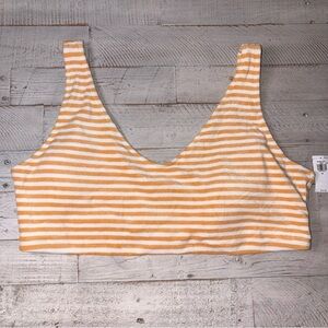 Old Navy Orange & Cream Striped Swim Top Beach Vacation V-Neck 3X & 4X